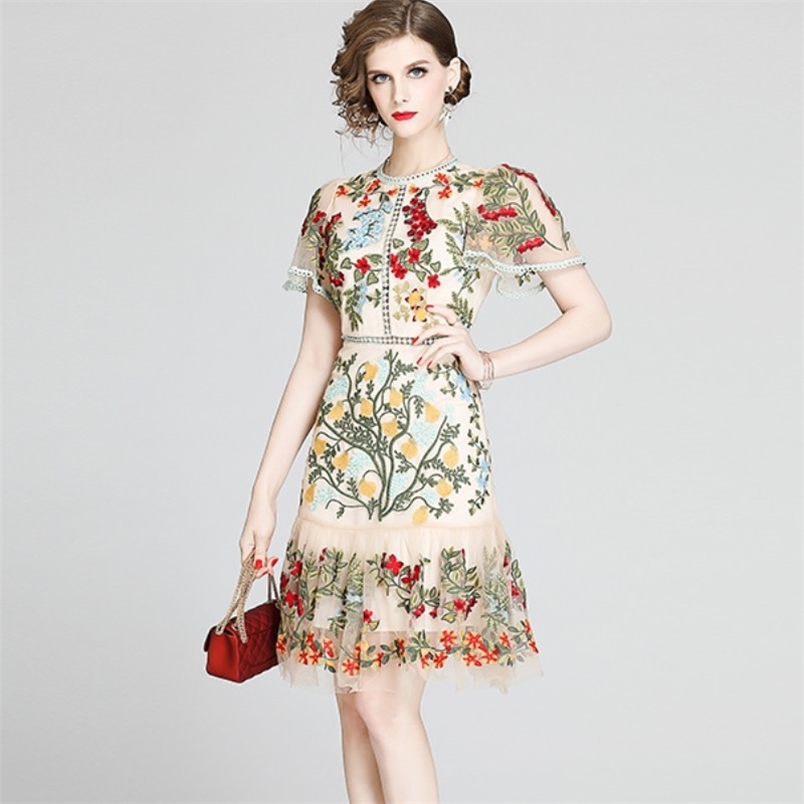 Retro Mesh Floral Embroidery Dress Summer Elegant Women Short Sleeve Ruffles Office OL Casual Mini Dresses Vestidos 210519, Photo color
Retro Mesh Floral Embroidery Dress Summer Elegant Women Short Sleeve Ruffles Office OL Casual Mini Dresses Vestidos 210519, Photo color