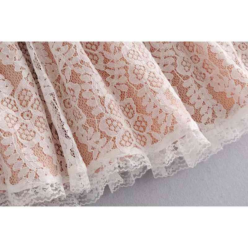 Sexy Strapless Women Lace Dress Bow Front V neck Fit and Flare Party Mini Dresses With lining 210429
