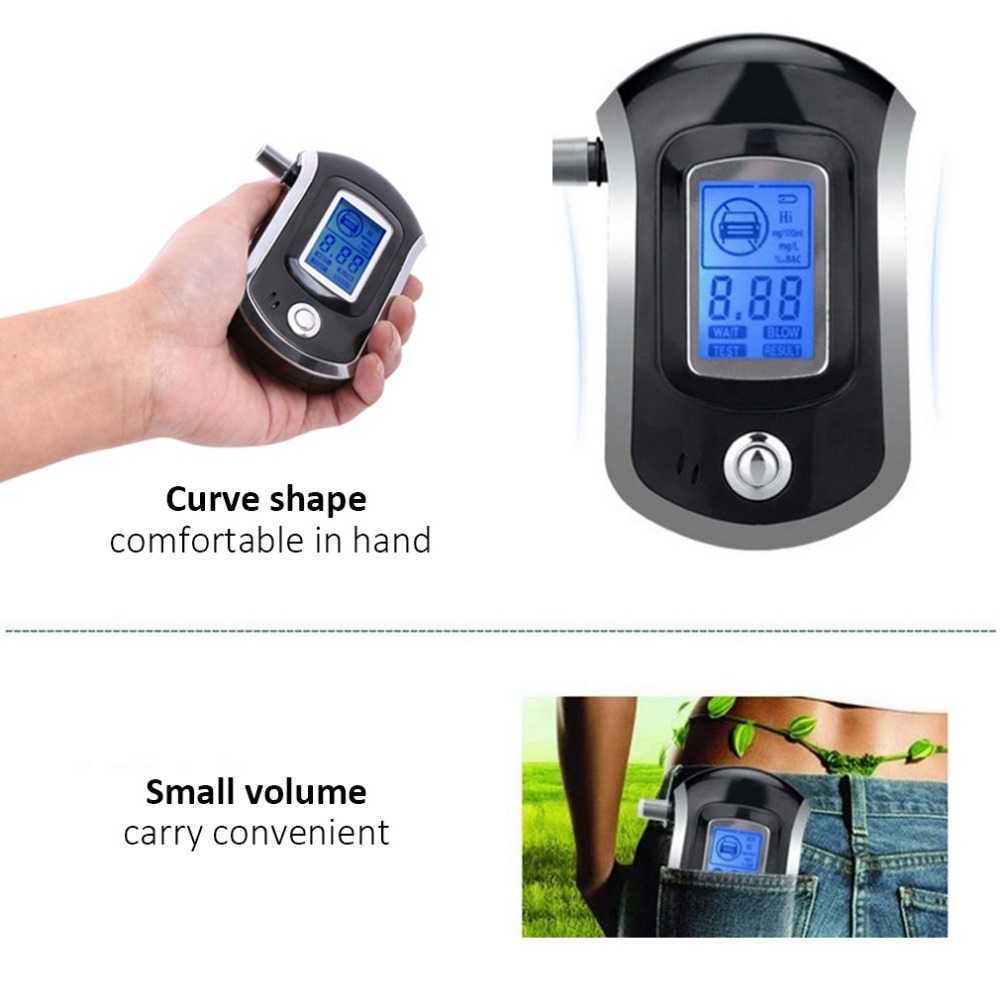 Professional Digital Breath Tester Breathalyzer Lcd Dispaly with 5 Mouthpieces for Police Alcohol Parking Breathalyser Car