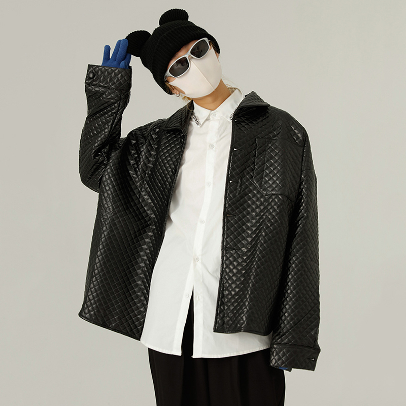 IEFB men's wear spring witner jackets Korean loose Printed diamond lattice coat for men oversized clothes 9Y4602 210524