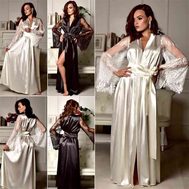 Sexy lingerie women's sexy ice silk pajamas, Black;white