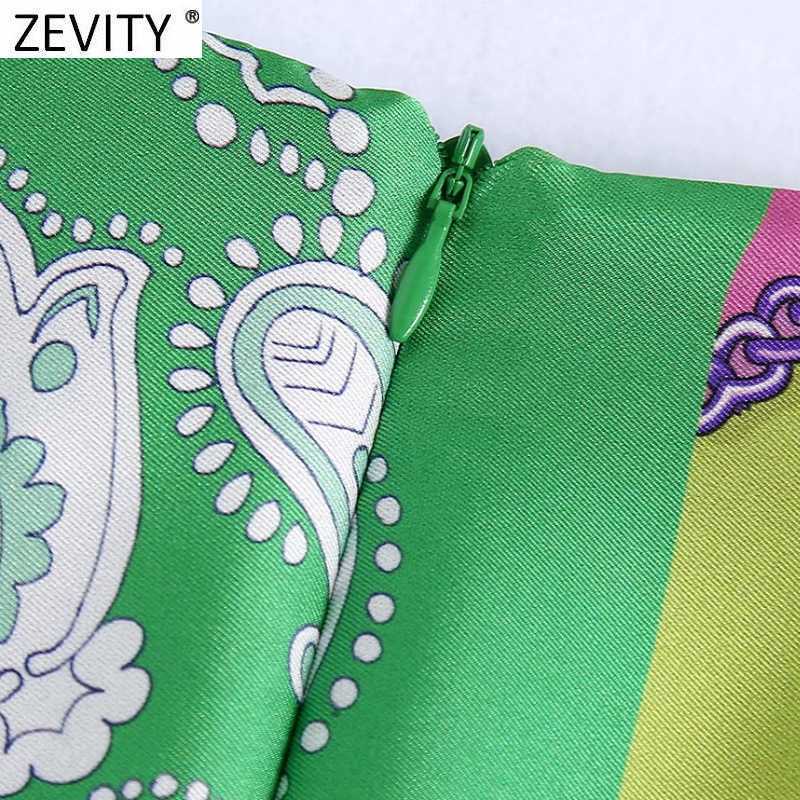 Zevity Women Vintage Cloth Patchwork Floral Print Knotted Sarong Skirt Faldas Mujer Female Back Zipper Chic Slim Vestidos QUN790 210619