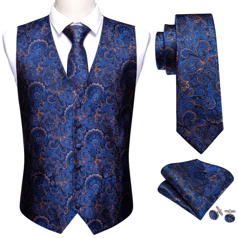 Men' Vests Barry.Wang Men Suit Blue Floral Waistcoat Silk Tailored Collar V-neck Check Male Vest Tie Set Formal Leisure M-2052
Men' Vests Barry.Wang Men Suit Blue Floral Waistcoat Silk Tailored Collar V-neck Check Male Vest Tie Set Formal Leisure M-2052