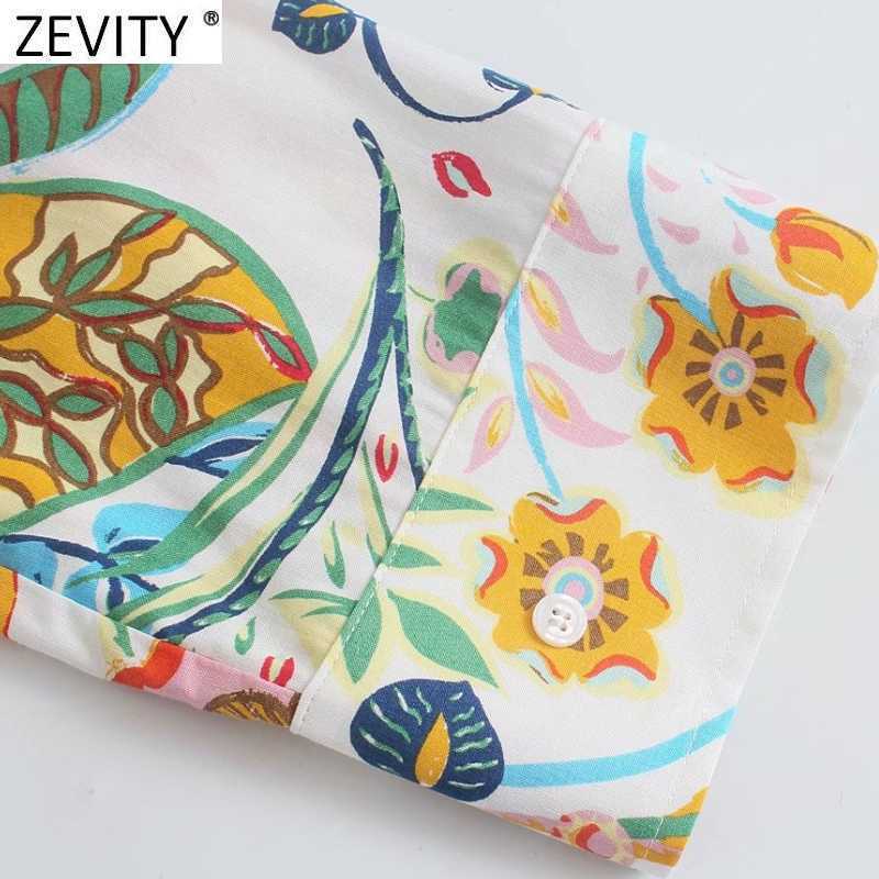 Zevity Women Fashion Colorful Floral Print Shirt Playsuits Female Kimono Loose Shorts Siamese Chic Casual Pocket Rompers P1121 210603