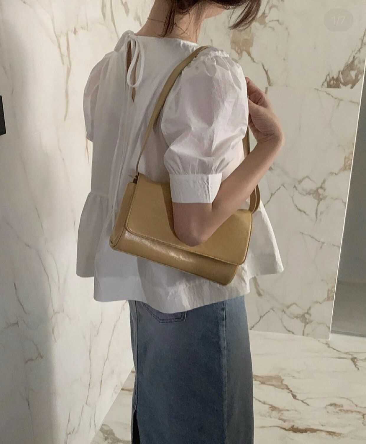 Korejpaa Women Shirt Summer Korean Chic Ladies Simple Round Neck Back Hollow Tie Wide Pine Hem Puff Sleeve Doll Blouses 210526