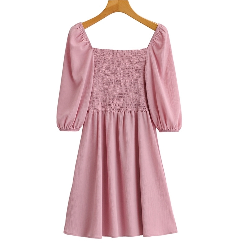 Summer Women Sexy Dress Square Collar Solid Color Female Short Sleeve Casual Pleated Dresses High Quality A-Line Size L 210524, Pink
Summer Women Sexy Dress Square Collar Solid Color Female Short Sleeve Casual Pleated Dresses High Quality A-Line Size L 210524, Pink
