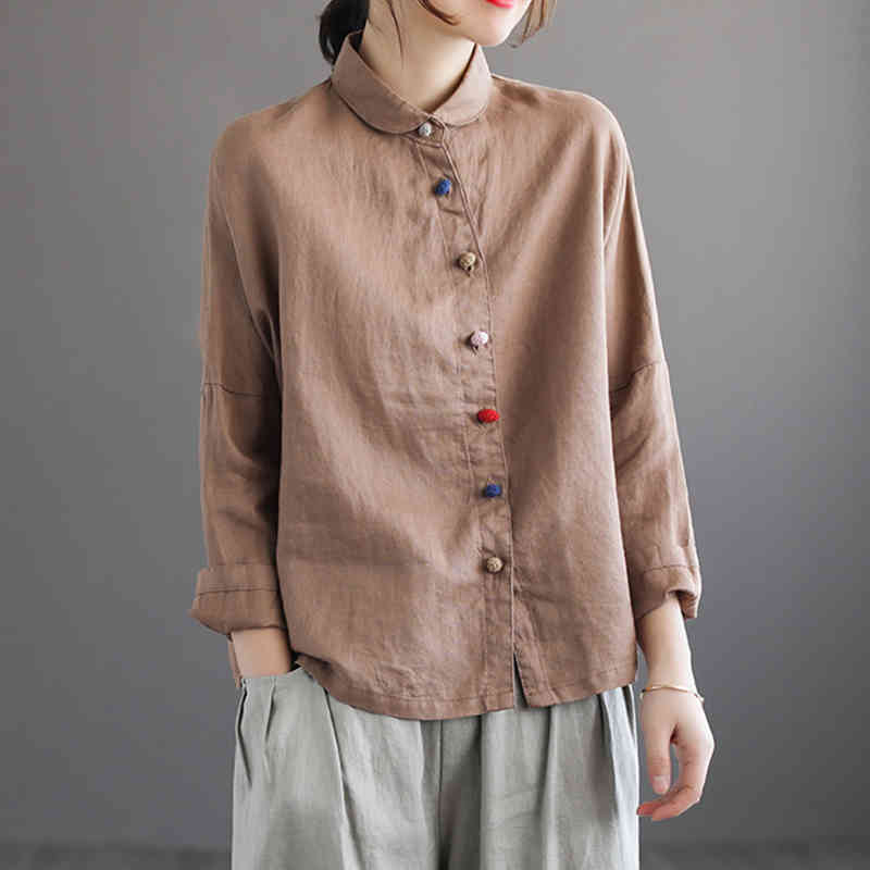 Johnature Women Casual Linen Solid Color Vintage Full Sleeve Tops Peter Pan Collar Blouses Spring Buttons Loose Shirts 210521, Rose red
Johnature Women Casual Linen Solid Color Vintage Full Sleeve Tops Peter Pan Collar Blouses Spring Buttons Loose Shirts 210521, Rose red
