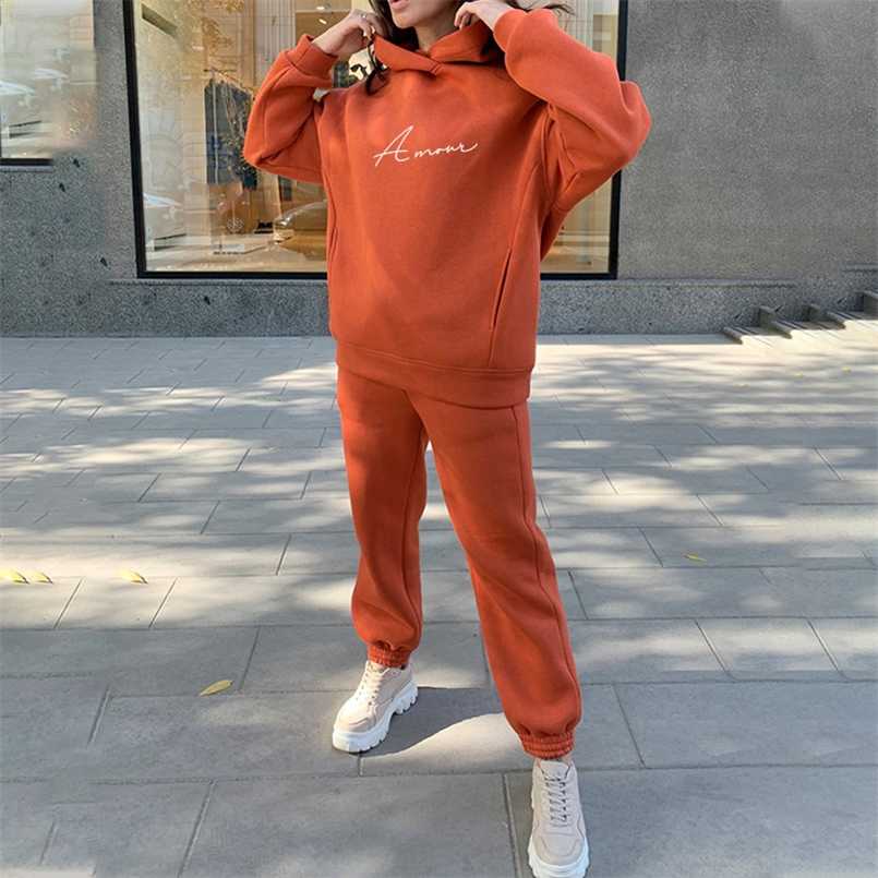 Oversize Letter Print Fleece Tracksuit Women' Sets Hooded Women Hoodie Suit Spring Autumn Casual Sport Pants Lady Two Piece Set 211109, Gray 1
Oversize Letter Print Fleece Tracksuit Women' Sets Hooded Women Hoodie Suit Spring Autumn Casual Sport Pants Lady Two Piece Set 211109, Gray 1