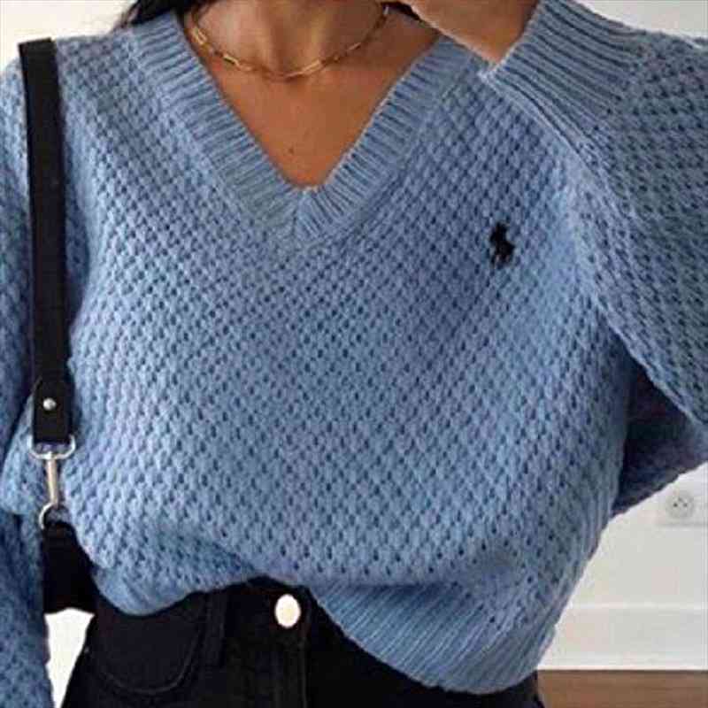Spring And Autumn Casual Sweater For Women Fashion Sexy V-neck Loose Top Women Harajuku Oversized Sweaters, White;black
Spring And Autumn Casual Sweater For Women Fashion Sexy V-neck Loose Top Women Harajuku Oversized Sweaters, White;black