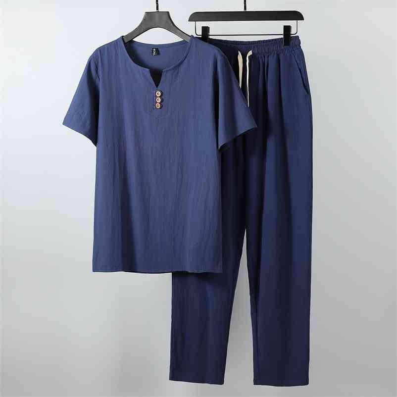Men's Solid Color Clothing Plus Size Tracksuit Summer Suit Linen Cotton T-shirt Casual Male Set 7XL 8XL 9XL Big Two Pcs Men Set 210722, White
Men's Solid Color Clothing Plus Size Tracksuit Summer Suit Linen Cotton T-shirt Casual Male Set 7XL 8XL 9XL Big Two Pcs Men Set 210722, White