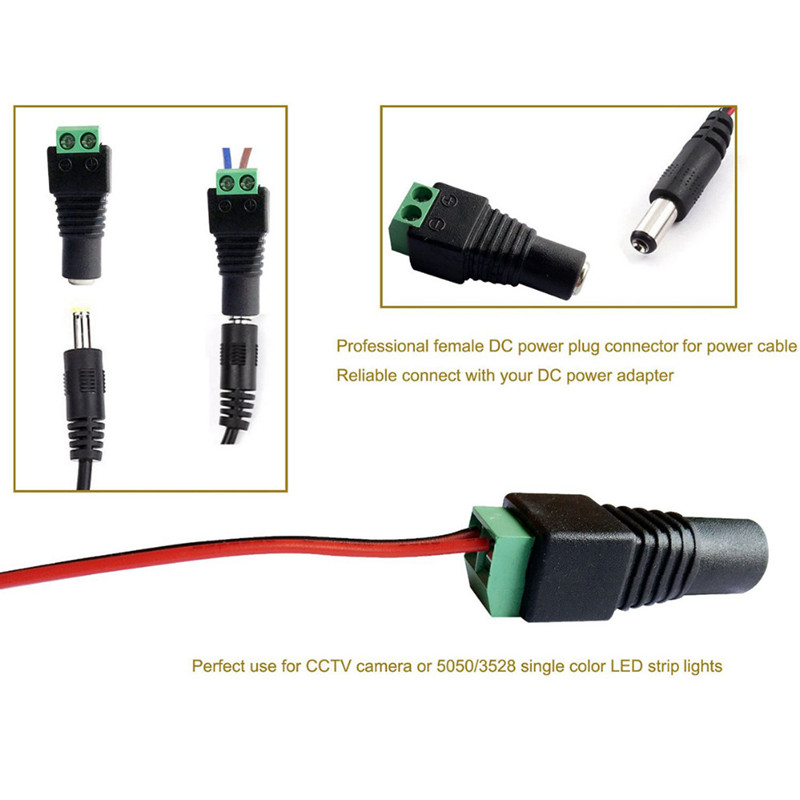 25pcs Female +25 pcs Male DC connector Lighting Accessories 2.1*5.5mm Power Jack Adapter Plug Cable Connectors for 3528/5050/5730 led strip light