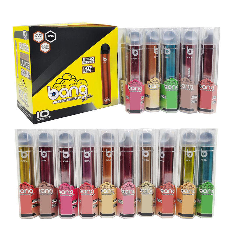 2000 Puffs 800mAh Bang XXL Disposable Vape Pen Electronic Cigarette E Vapor Pod XXtra Puff Vaporizer 24 Colors
2000 Puffs 800mAh Bang XXL Disposable Vape Pen Electronic Cigarette E Vapor Pod XXtra Puff Vaporizer 24 Colors