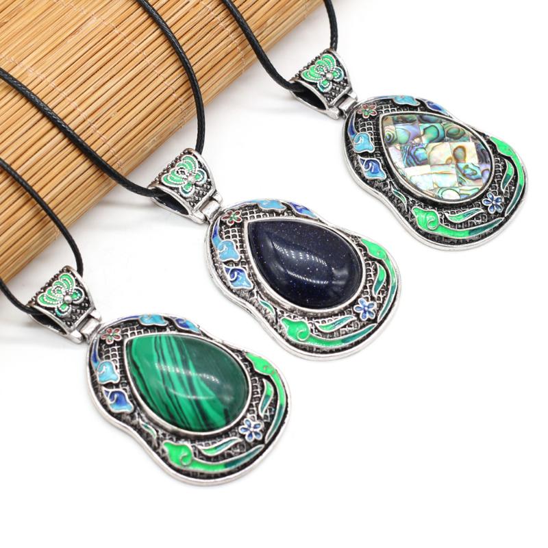 Pendant Necklaces Natural Stone Necklace Exquisite Retro Lapis Lazuli Rose Quartz Abalone Shell Charms Wax Rope For Jewelry Gift, Silver
Pendant Necklaces Natural Stone Necklace Exquisite Retro Lapis Lazuli Rose Quartz Abalone Shell Charms Wax Rope For Jewelry Gift, Silver