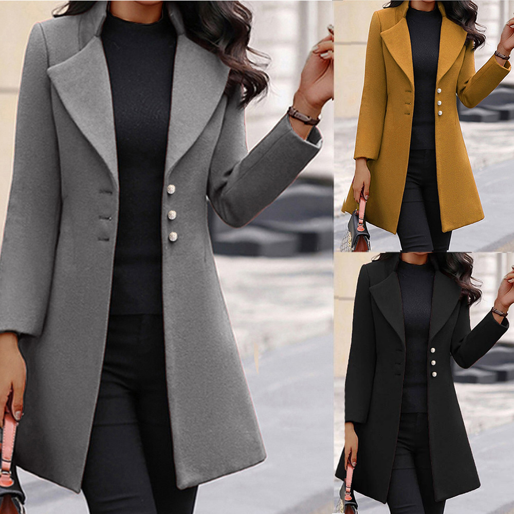 Designer Women's Woolen Overcoat Coat 2022 Winter Mid-Length Wool Polo Collar Solid Color Slim-Fit Coat, Black
Designer Women's Woolen Overcoat Coat 2022 Winter Mid-Length Wool Polo Collar Solid Color Slim-Fit Coat, Black