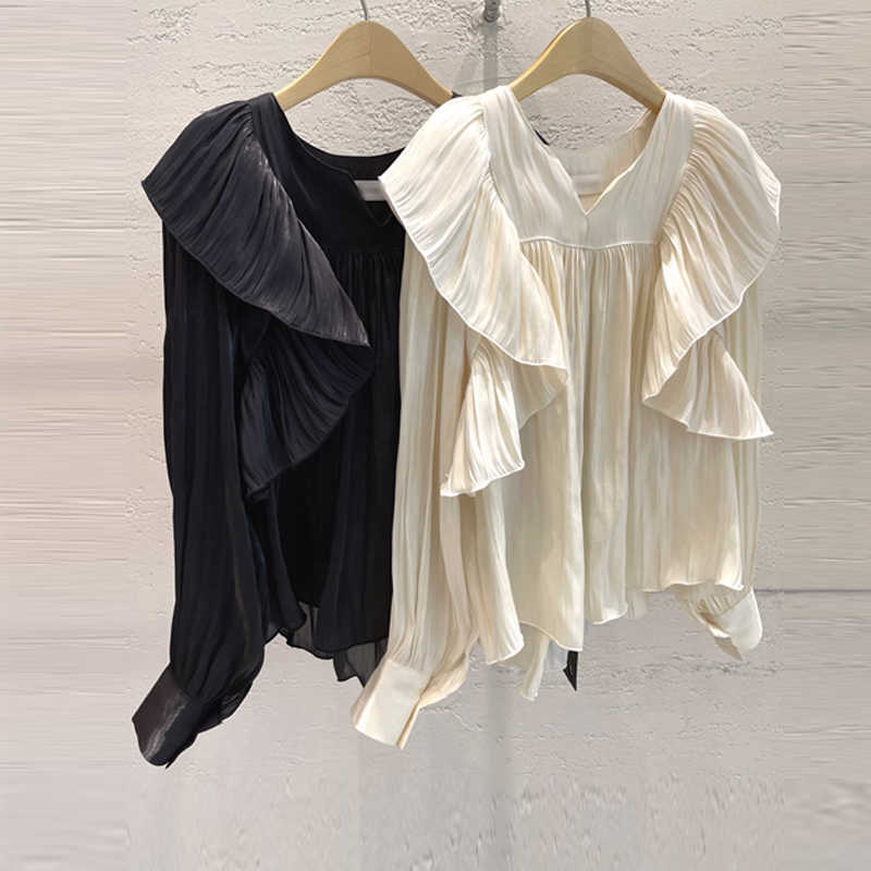 Spring Autumn Retro Solid Ruffles Patchwork Pleated Puff Sleeves V Neck Shirt Top Women Blouse 210615, Creamy-white
Spring Autumn Retro Solid Ruffles Patchwork Pleated Puff Sleeves V Neck Shirt Top Women Blouse 210615, Creamy-white