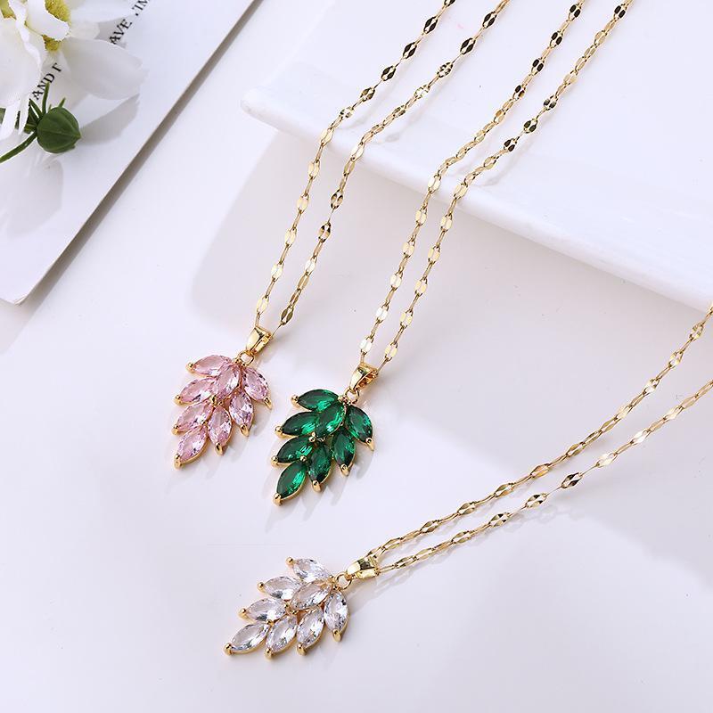 Chains Trend Titanium Steel Necklace Female Crystal Leaf Clavicle Chain Simple Fashion Jewelry
Chains Trend Titanium Steel Necklace Female Crystal Leaf Clavicle Chain Simple Fashion Jewelry