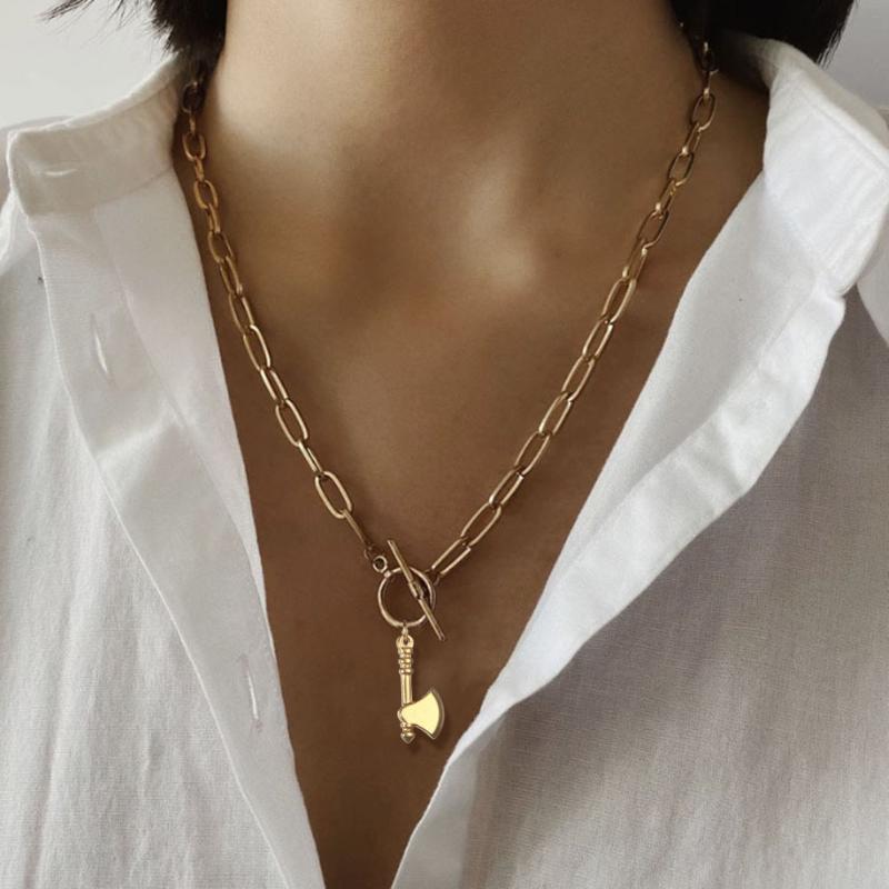 Pendant Necklaces Stainless Steel Axe Toggle Necklace For Women Men Gold Color Square Thick Chain OT Buckle Long Choker Punk
Pendant Necklaces Stainless Steel Axe Toggle Necklace For Women Men Gold Color Square Thick Chain OT Buckle Long Choker Punk
