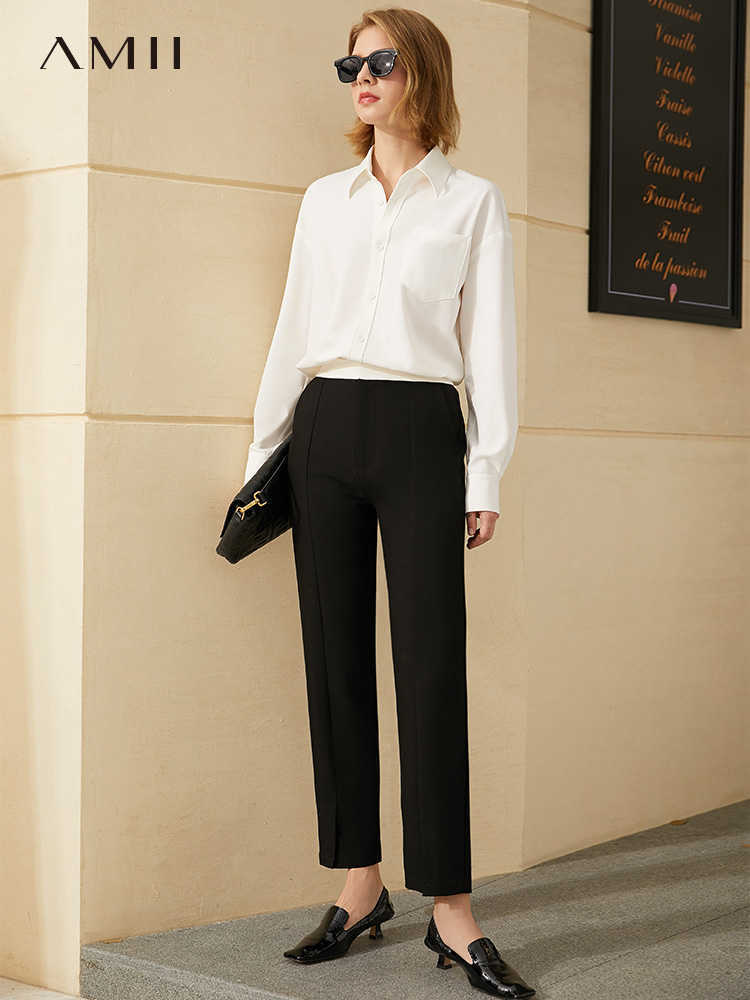 Minimalism Winter Women's Pants Fashion OLstyle High Waist Solid Straight Suit Causal Female Trousers 12040776 210527