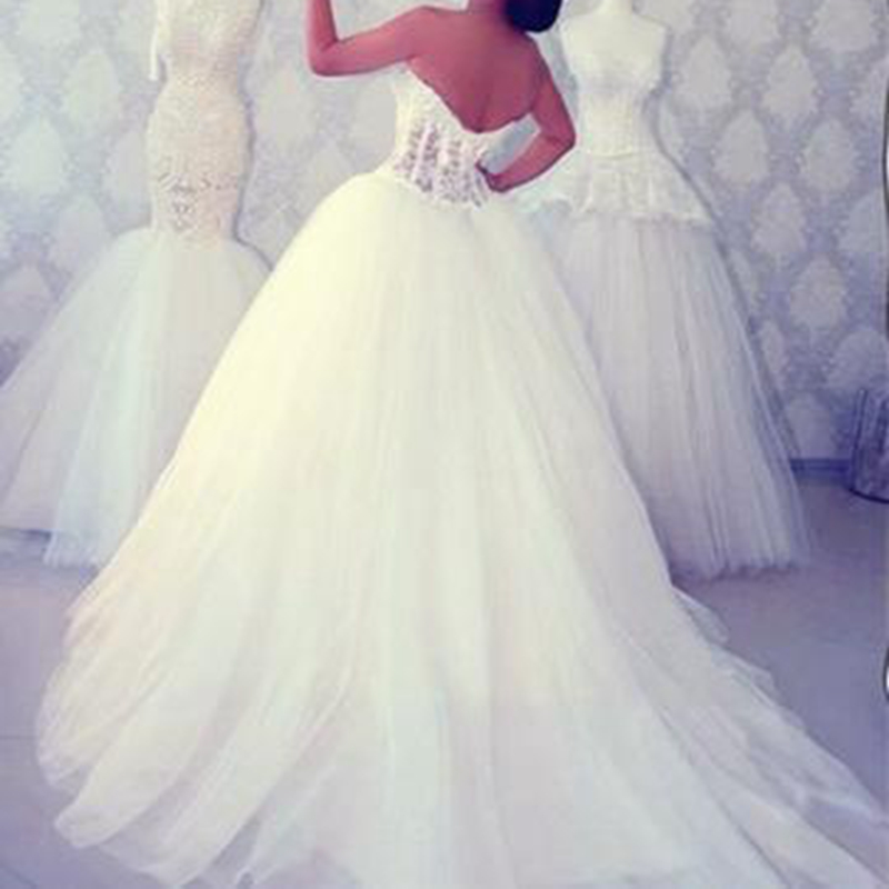 Arabic Sweetheart Corset See Through Princess Bridal Gowns Beaded Lace Pearls Custom Made Ball Gown Wedding Dresses Vestido De Noiva