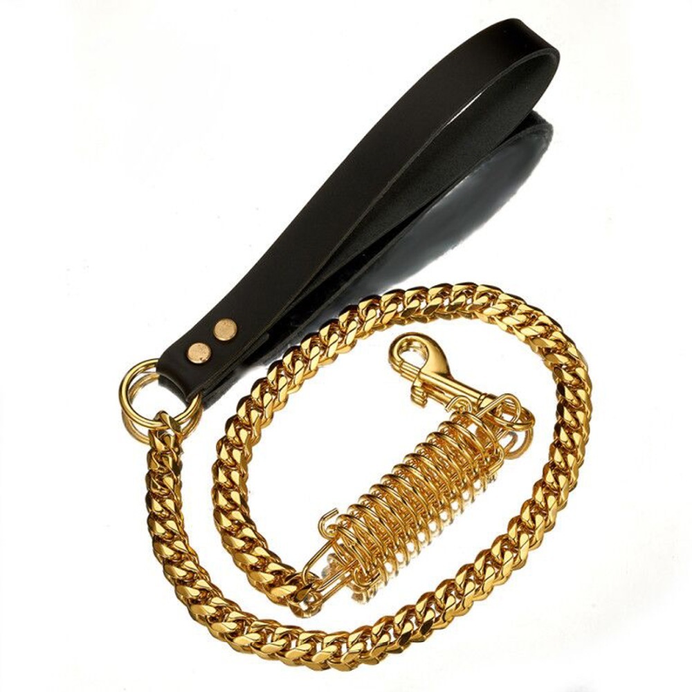Large Gold Dog Leash,15mm StainlSteel Strong Firm Dog Training Leashes Accessory Curb Cuban Link Miami Chain With Spring X0509
Large Gold Dog Leash,15mm StainlSteel Strong Firm Dog Training Leashes Accessory Curb Cuban Link Miami Chain With Spring X0509