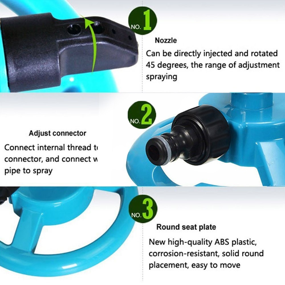 Rotary garden sprinkler 3-arm automatic mounting hose garden sprinkler lawn irrigation system spinning 360 degrees