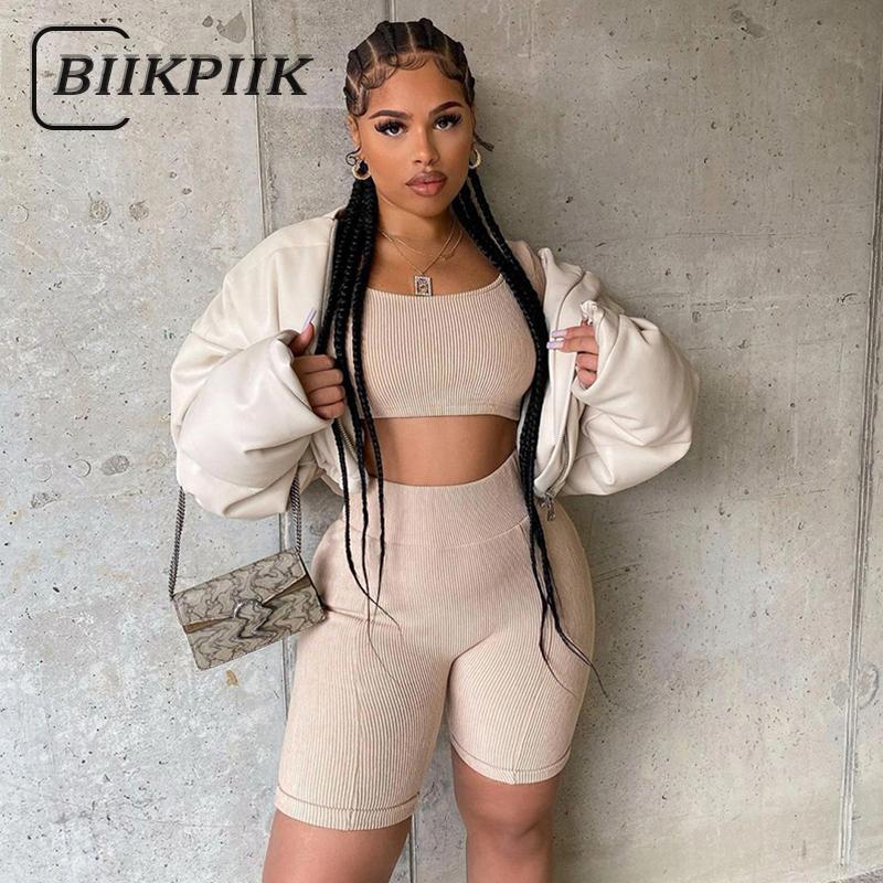 Women's Tracksuits BIIKPIIK Solid Ribbed Two Piece Sets Long Sleeve Crop Tops And Elastic High Waist Bodycon Biker Shorts Matching Suits, Gray
Women's Tracksuits BIIKPIIK Solid Ribbed Two Piece Sets Long Sleeve Crop Tops And Elastic High Waist Bodycon Biker Shorts Matching Suits, Gray