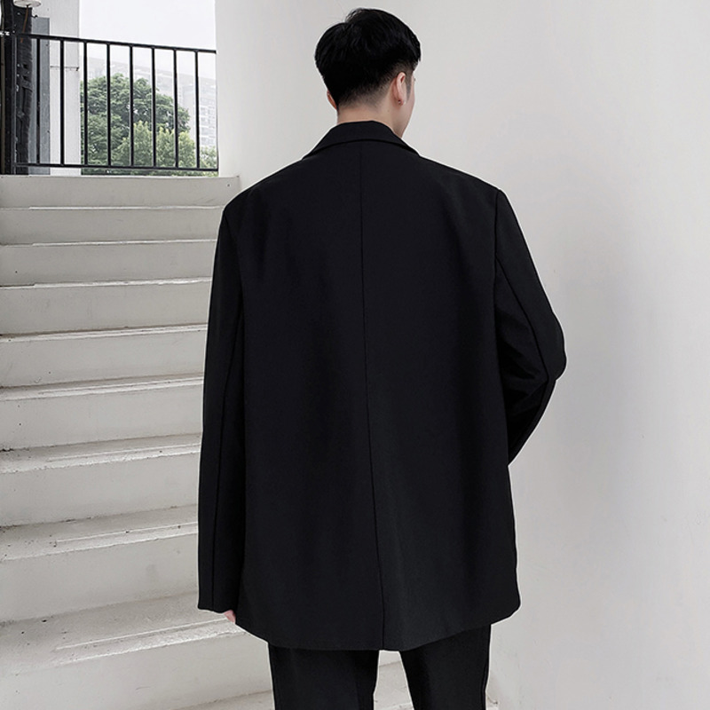 IEFB /men's wear autumn winter print big size black blazers fashion single breasted all-match loose suit for male 9Y4050 210524