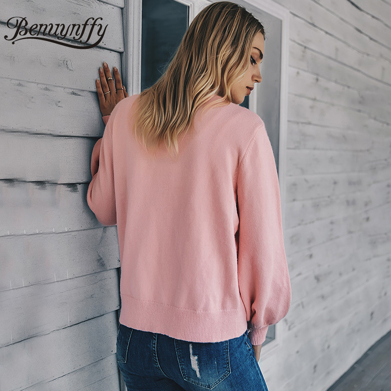 Solid V-Neck Long Sleeve Cardigan Women Autumn Winter Casual Knitted Sweater Outwear Female Knitwear Coat 210510