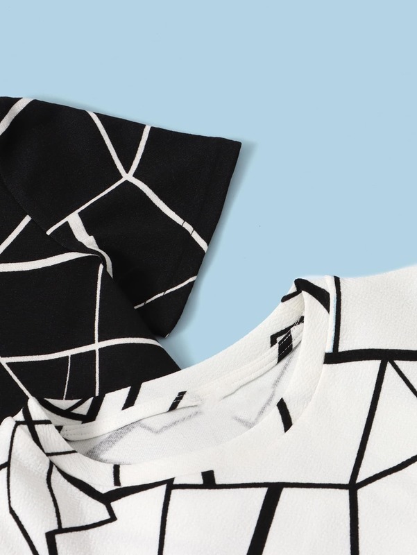 Toddler Boys Geo Print Tee & Drawstring Waist Shorts Set SHE