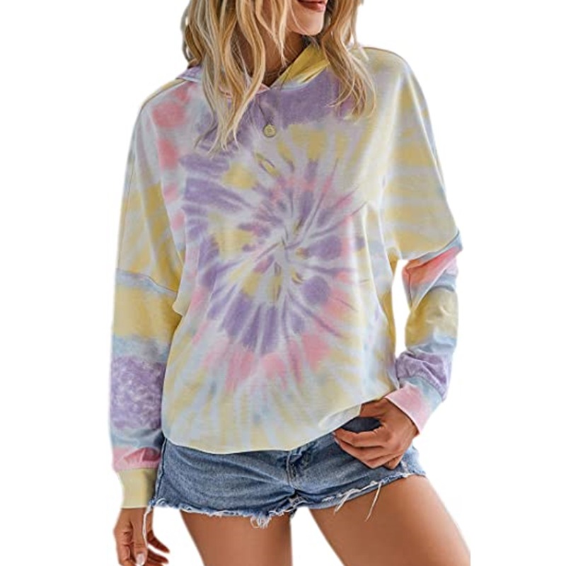 Women's Hoodies Sweatshirts Autumn 2022 European and American tie-dye printing hooded long-sleeved sweater