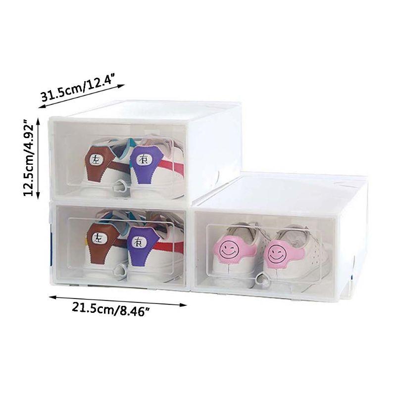 6Pcs Plastic Shoe Box Stackable Foldable Organizer Drawer Storage Case With Flipping Clear Door Ladies Men 31.5x21.5x12.5cm Clothing & Wardr