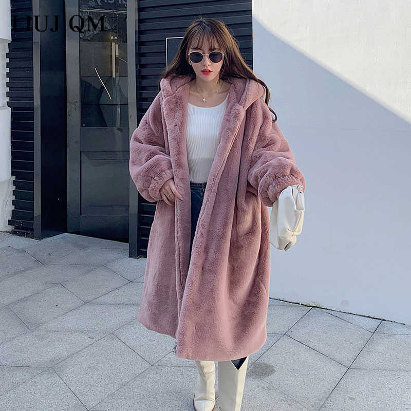 Women Parka Winter clothes Oversize Faux Fur Coat Thick Warm Long Fur Jacket Hooded Overcoat Plush Coat Winter Jackets 211019