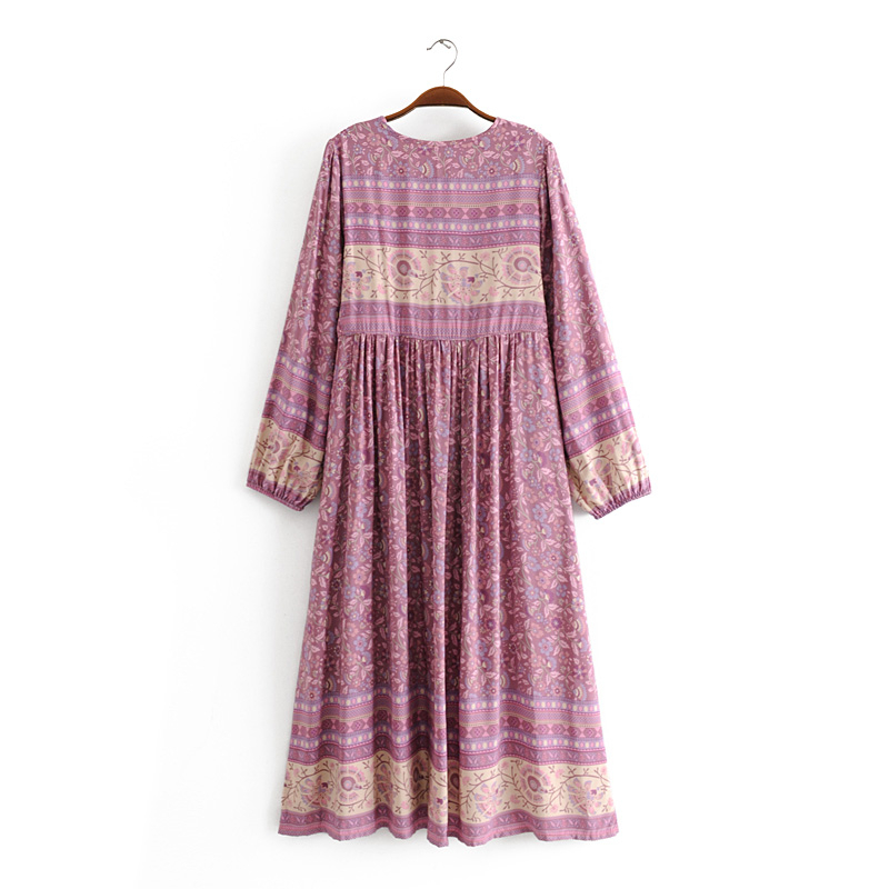 beauty Holiday Chic Floral Print Maxi Dress Women Bohemian Fashion Loose Long Dresses Female Vestido De Moda 210514