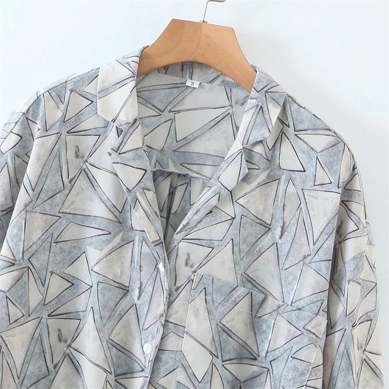 Spring Autumn Fashion Turn-down Collar Printing Single-breasted Long Sleeve Elegant Women's Shirt 210520