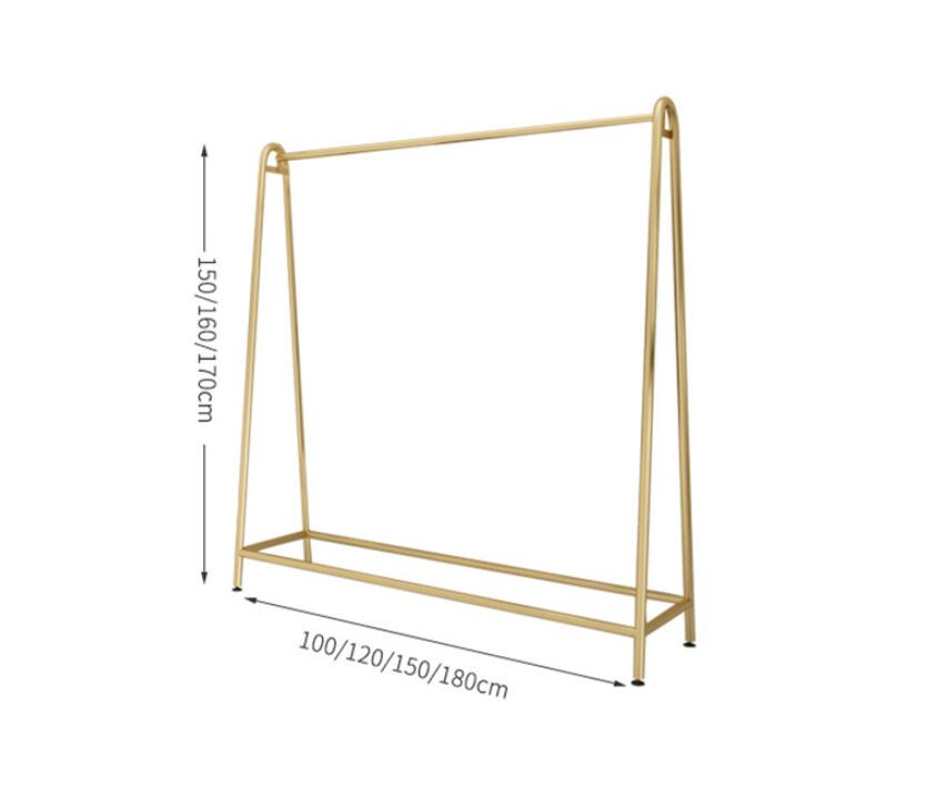 Simple iron clothing rack Commercial Furniture bedroom cloakroom floor hanger clothes shop gold cloth display racks