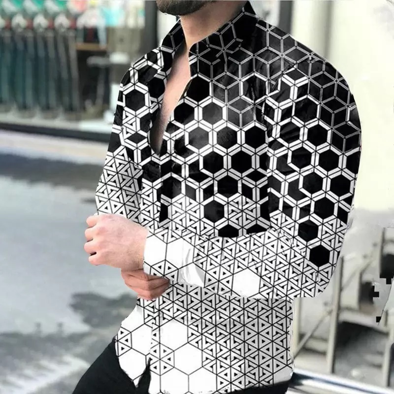 autumn men printed Shirt Fashion Casual long Sleeves shirts Plus size Blouses, White;black
autumn men printed Shirt Fashion Casual long Sleeves shirts Plus size Blouses, White;black