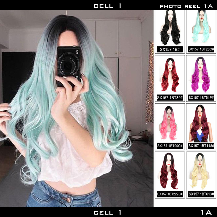 Fashion Long Wave Synthetic Omber Women's Hair wig for Daily Life Cosplay