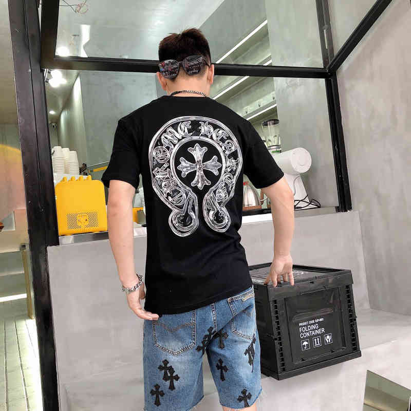 Trendy ch cross horseshoe luminous printing loose round neck short sleeve fashion versatile T-shirt for men and women, White;black
Trendy ch cross horseshoe luminous printing loose round neck short sleeve fashion versatile T-shirt for men and women, White;black