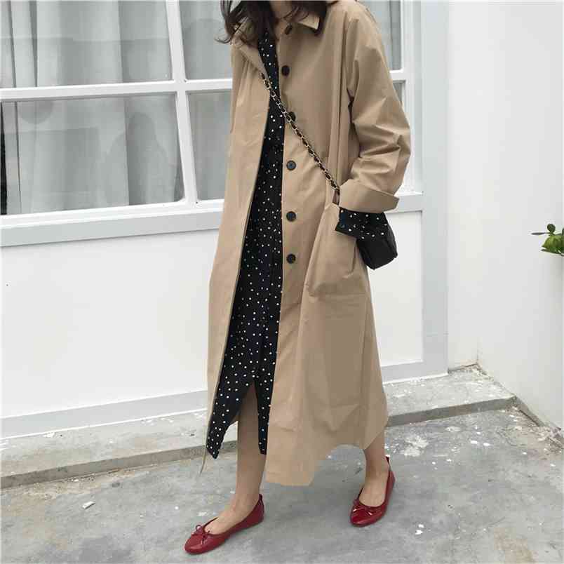 Women Autumn Long Sleeve cloak Trench Coat Female Pocket cardigan Straight Shirt Windbreaker Manteau Femme Hiver Overcoat 210914