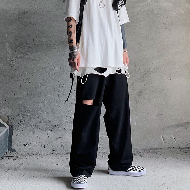 Men' Pants Loose Drawstring Straight Casual Japanese Hip Hop Street Dark Black Tide Large Size Solid Color Old Hole Pant
Men' Pants Loose Drawstring Straight Casual Japanese Hip Hop Street Dark Black Tide Large Size Solid Color Old Hole Pant