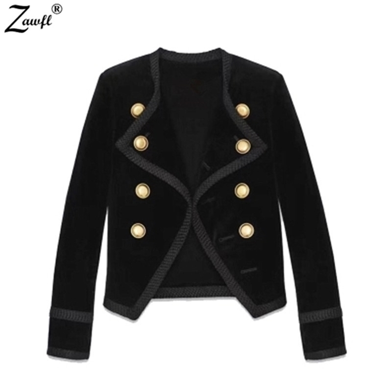 Runway Autumn Winter Women Jacket Coat Designer Black Velvet Double-Breasted Long Sleeve Slim Short 210603, Picture color
Runway Autumn Winter Women Jacket Coat Designer Black Velvet Double-Breasted Long Sleeve Slim Short 210603, Picture color