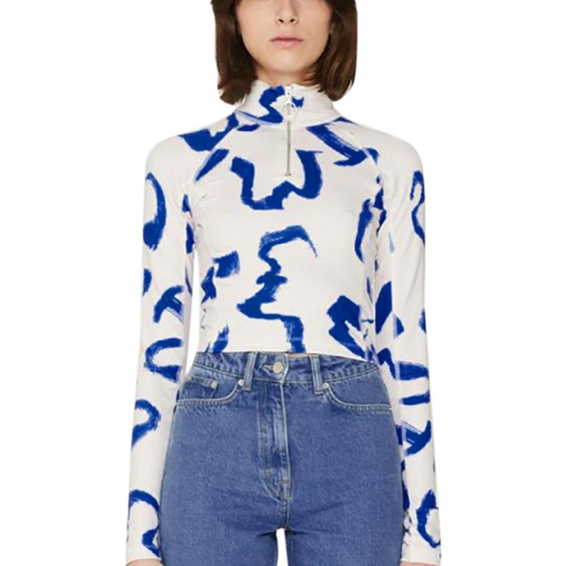Women's T-Shirt Womens Casual Autumn Polyester Long Sleeve Fashion Printing Zipper Lapel Exposed Navel Tops, White
Women's T-Shirt Womens Casual Autumn Polyester Long Sleeve Fashion Printing Zipper Lapel Exposed Navel Tops, White