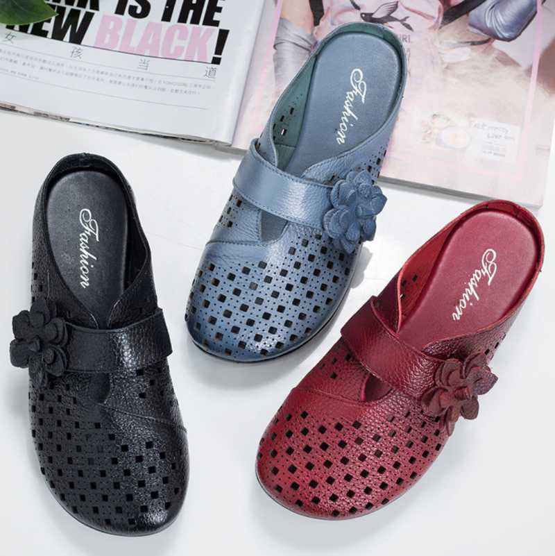 Fashion Cut-outs Women Shoes Slippers Summer Closed Toe Wedge Sandals Genuine Leather Lady Slides Woman Casual Mules, Black
Fashion Cut-outs Women Shoes Slippers Summer Closed Toe Wedge Sandals Genuine Leather Lady Slides Woman Casual Mules, Black