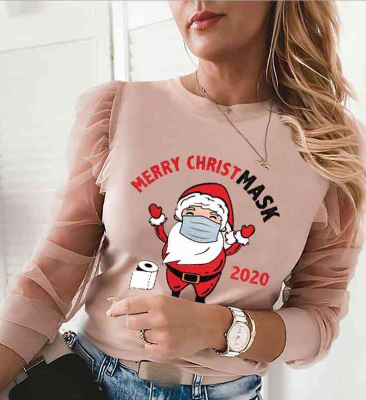 Autumn Patchwork Beaded Sheer Mesh Blouse Sexy O Neck Hollow Out Women Shirt Blusa Elegant Ruffle Puff Long Sleeve Tops Pullover S0806