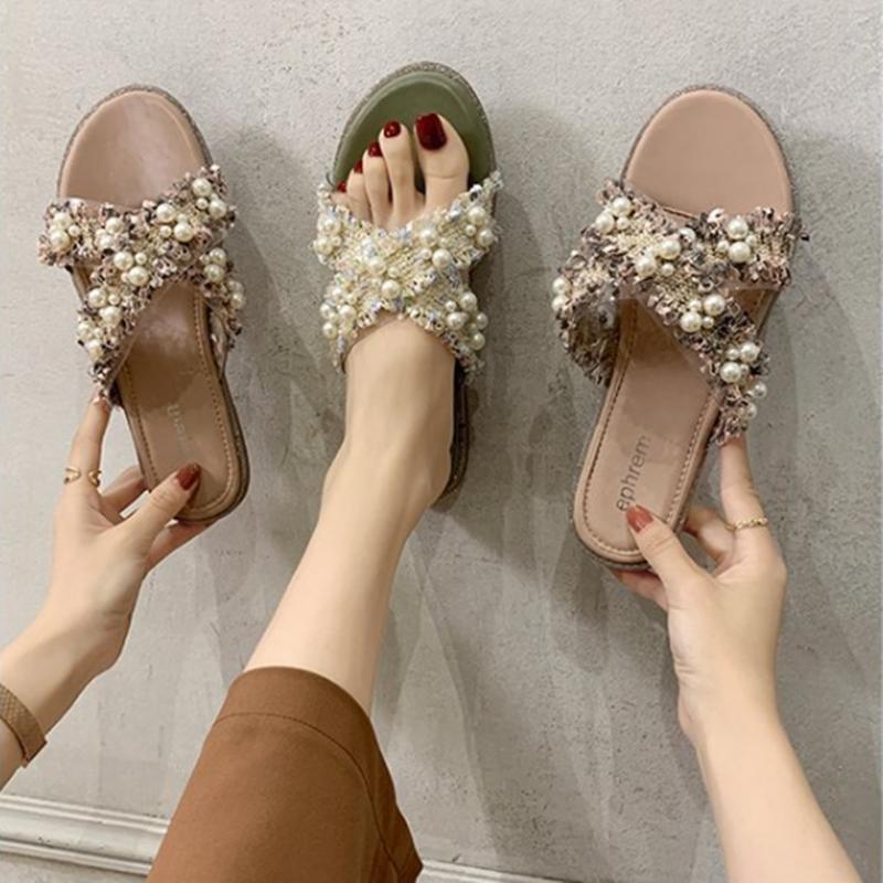 Slippers Outer Women's Shoes Flat Heel 2021 Summer Pearl Net Red Fashion Casual Sandals, Green
Slippers Outer Women's Shoes Flat Heel 2021 Summer Pearl Net Red Fashion Casual Sandals, Green