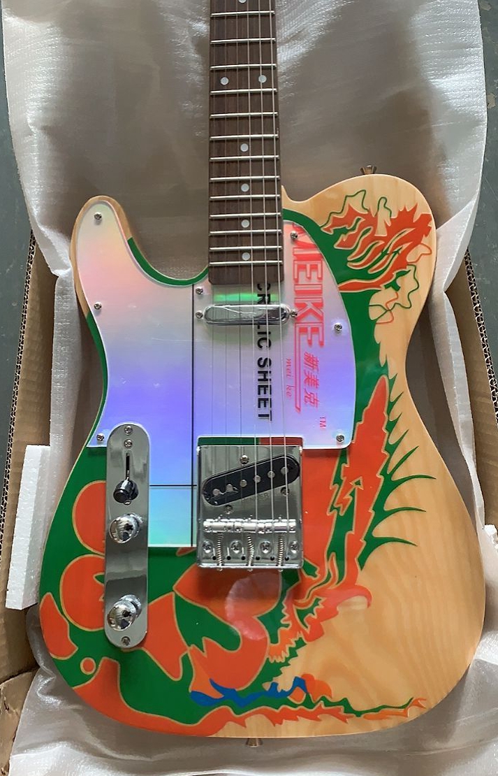 Left Handed Jimmy Page Dragon Natural Tele Electric Guitar Ash Body, Rosewood Fingerboard, Satin Matte Finished, Vintage tuners, Aluminum Mirror Pickguard
Left Handed Jimmy Page Dragon Natural Tele Electric Guitar Ash Body, Rosewood Fingerboard, Satin Matte Finished, Vintage tuners, Aluminum Mirror Pickguard