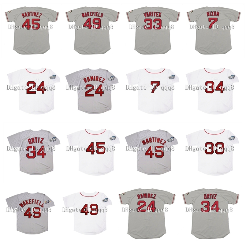 95 2004 Retro Manny Ramirez Jersey David 34 Ortiz 7 Trot Nixon 45 Pedro Martinez 33 Jason Varitek 49 Tim Wakefield 33 Jason Varitek Grey White, Black
95 2004 Retro Manny Ramirez Jersey David 34 Ortiz 7 Trot Nixon 45 Pedro Martinez 33 Jason Varitek 49 Tim Wakefield 33 Jason Varitek Grey White, Black