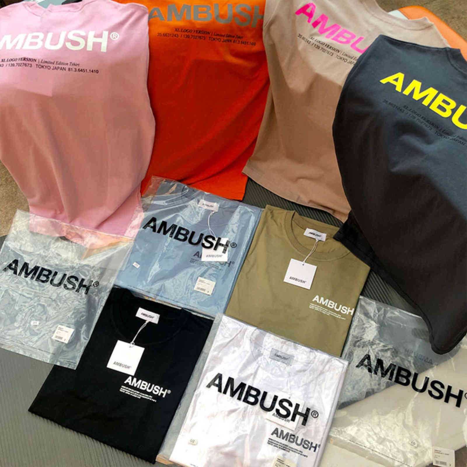 Ambush - T-shirt text 1:1 high quality, solid, 8 colors, black, white, khaki and blue, hip-hop T-shirt, summer style
Ambush - T-shirt text 1:1 high quality, solid, 8 colors, black, white, khaki and blue, hip-hop T-shirt, summer style