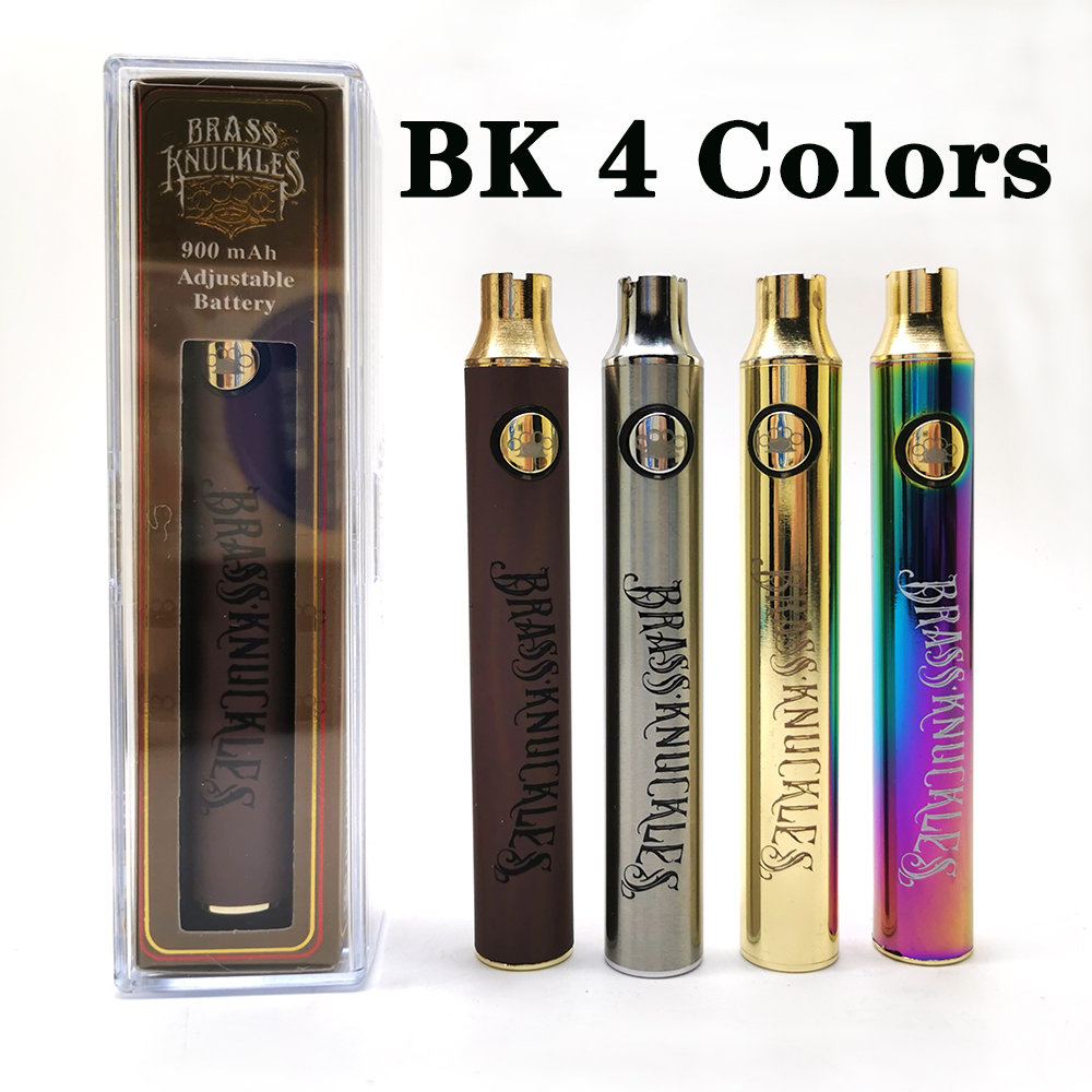 BK Battery Brass Knuckles Batteries E Cigarette Vape Pen 900mAh Gold Wooden SS Rainbow Preheat VV For Thick Oil Cartridges
BK Battery Brass Knuckles Batteries E Cigarette Vape Pen 900mAh Gold Wooden SS Rainbow Preheat VV For Thick Oil Cartridges