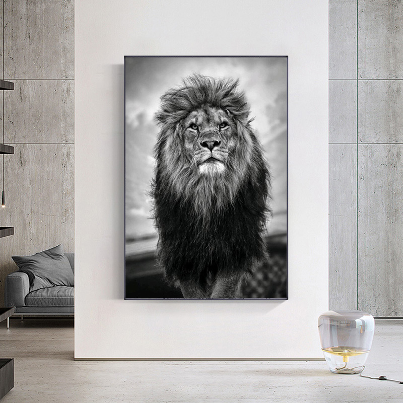 African Wild Lions Family Canvas Art Posters And Prints Black And White Animals Canvas Paintings On the Wall Art Pictures Cuadro